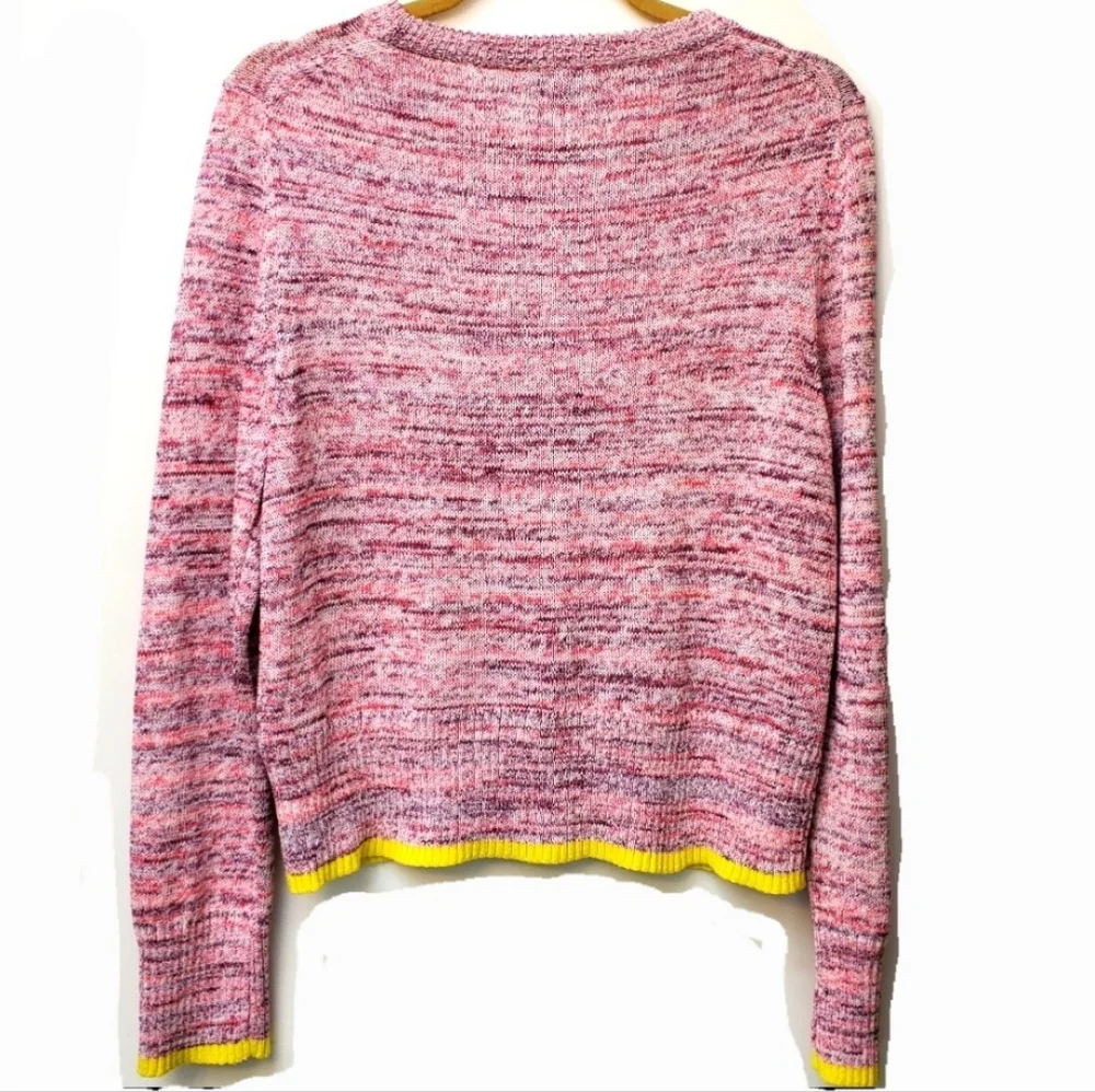 J. Crew Pink White Space Dyed 100% Cotton Knit Crewneck Sweater Size XL